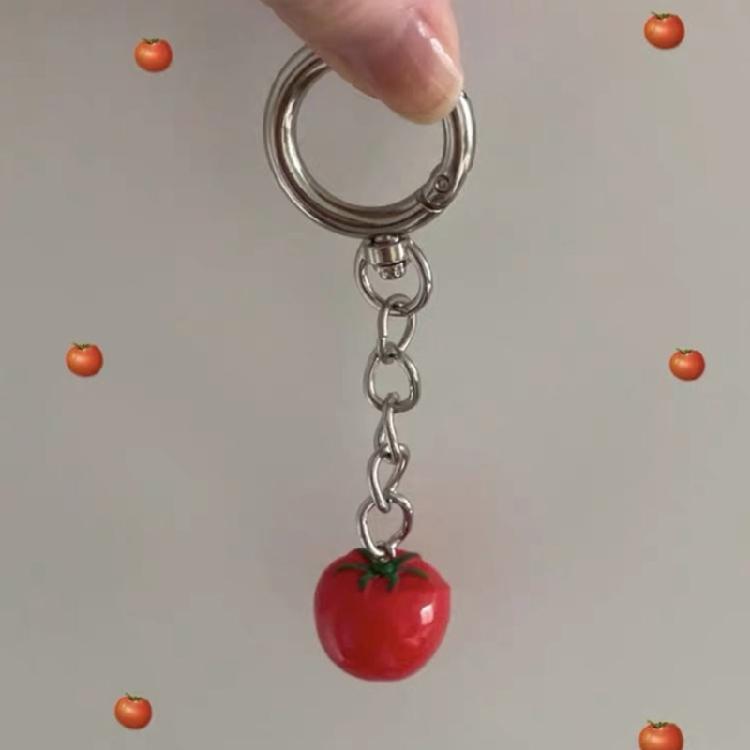 Practical Tomato Key Chain Decorative Key Ornament Alloy Resin Texture Suitable for Bags Phones Unique Decorating