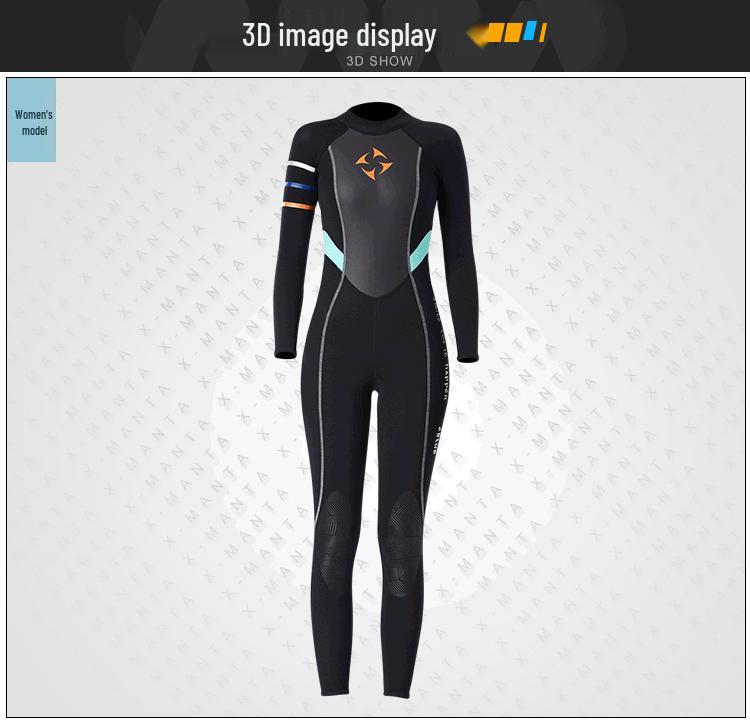 Women's 3MM Super Stretch Long Sleeve Wetsuit for Snorkeling, Surfing, and Diving