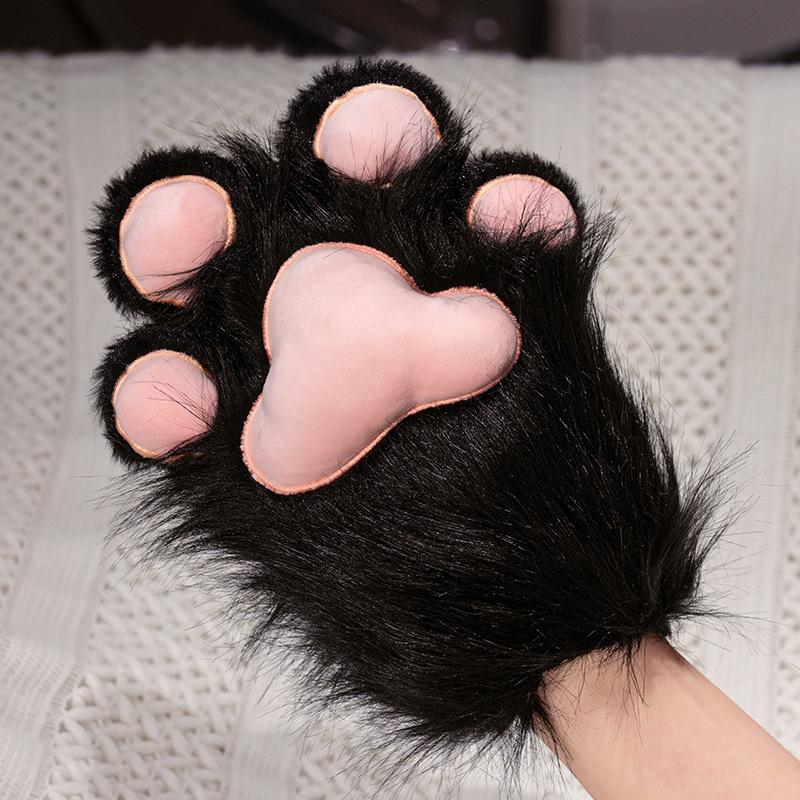 Non-Toxic Creative Cute Cat Claw Glove Plush Toy Fursuit Shoes Wings Cosplay Props White Black Grey Plushies Creative Animal Accessories