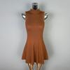 Korean Dongdaemun High Neck Sleeveless Knit Dress - Women's Slim Fit Sexy Short Skirt