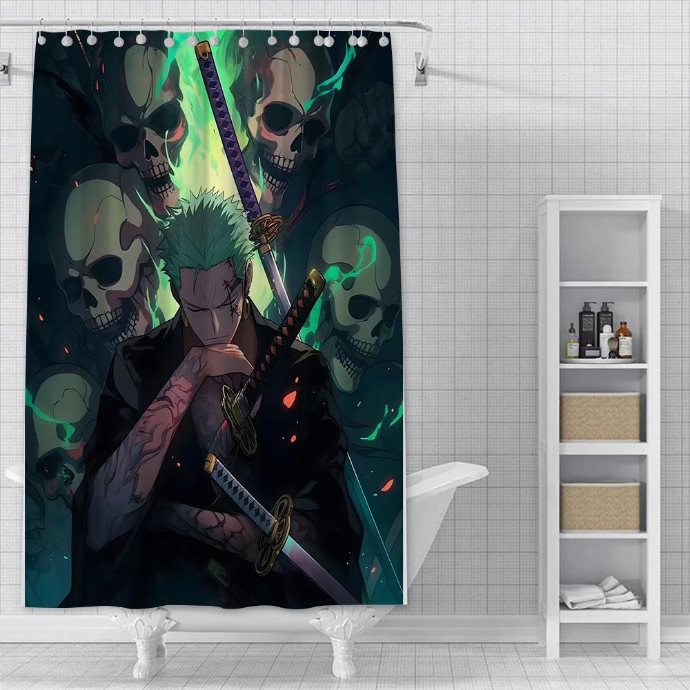 Shower Anime For L-Luffys Curtain Waterproof Polyester Fabric Paint Colorful Bath Curtains Home Bathroom Decor Curtain With Hook
