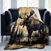 1PC Custom Name Moose Wilderness outdooor Flannel blankets Throw Blanket All-Season Throw Gift Bedspread for Couch, Bed, Camping Holiday Birthday gift