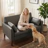 2 Seater Sofa 132 Cm Modern Small Sofa With Solid Wood Legs And 2 Pillows For Small Space Grey