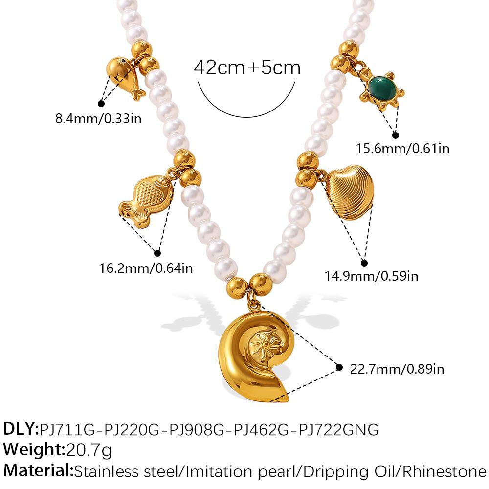 Seaside vacation wind shell starfish imitation pearl bracelet necklace niche design high-end suit women