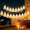 Modern Halloween Home Atmosphere Decoration String Lights with Sequin Fabric Decor Battery Operated Party Porch Decorations 10 White Ghost for Patio