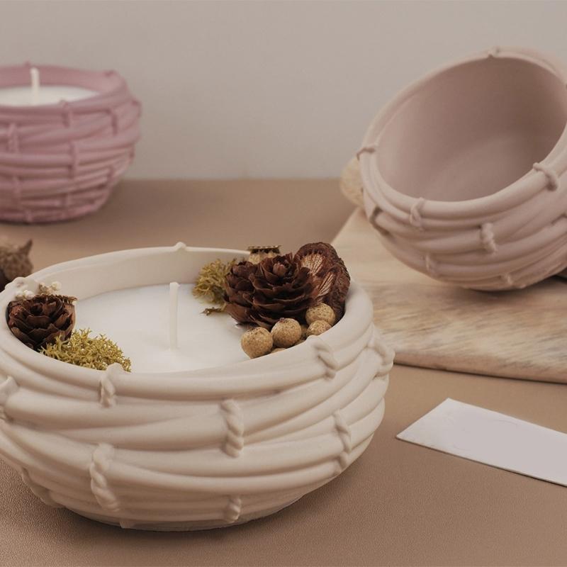 Silicone Candle Holder Mold Bird Nest Shape Crafting Moulds Succulent Plant Pots Molds Silicone Texture for Candle Cup