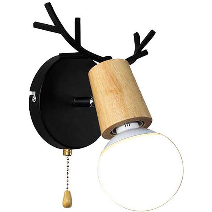 Applique murale - AIMOONSA - Deer Antlers - Noir - Culot E27 - Angle réglable