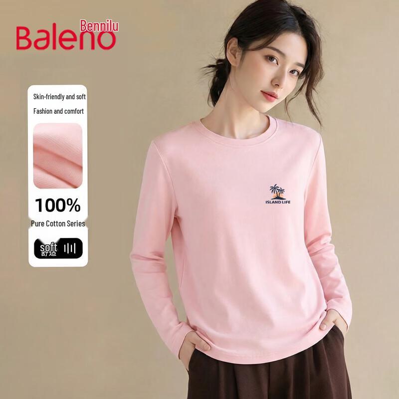 Baleno Women's 100% Cotton Loose Fit Long Sleeve Round Neck T-shirt