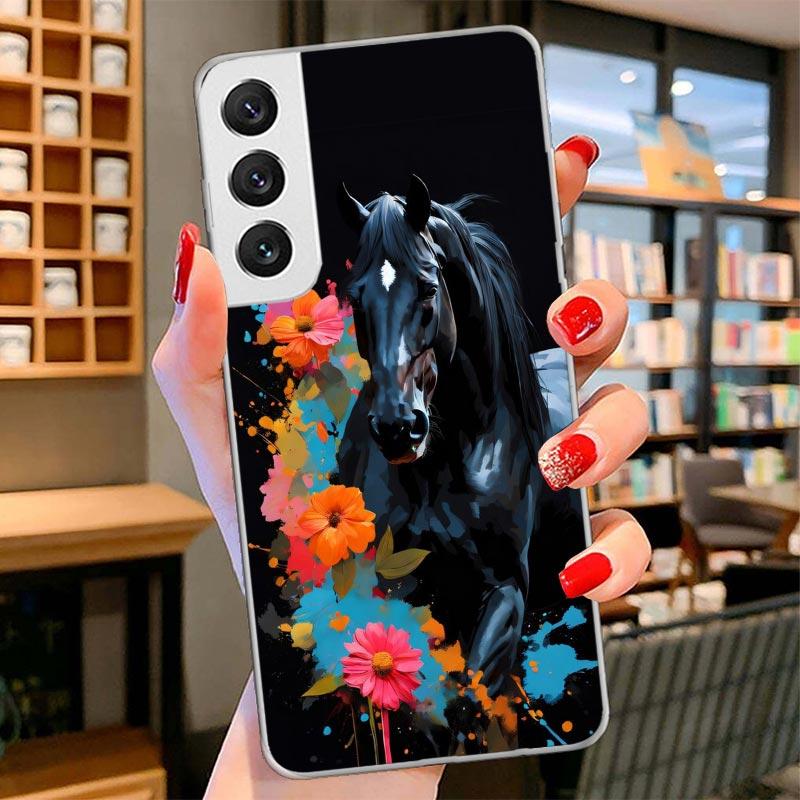 Animal Black Horse Cover Phone Case For Samsung Galaxy S26 S25 Edge S24 Ultra S23 S22 Plus S21 S20 FE Soft Fundas Shell Galaxy S