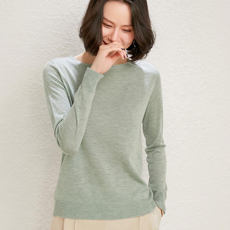 Vielseitiger niedriger Rundhals Skinny Shirt Damen Locker Einfarbig Pullover Unterhemd Dünnes Oberteil Strickpullover Pullover