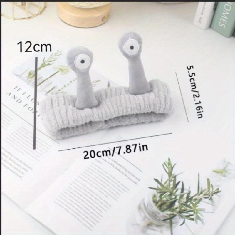 Kreskówkowy Ślimak z Dużymi Oczami Opaska do Włosów Mycie Twarzy Opaska do Włosów Słodka Elastyczna Opaska do Makijażu Miękka Opaska do Włosów z Polaru Koralowego dla Kobiet Dziewcząt