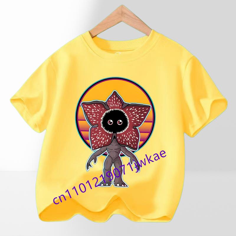 T-shirt Grafica per Festa, Outfit Streetwear Cool per Fan, Top per Ragazzi e Ragazze, Maglietta per Bambini a Tema Film Hot Stranger, alla Moda