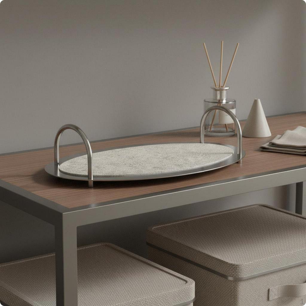 Stainless Steel Tray Modern Minimalist Decorative Geometric Home Decor for Dressing Room,