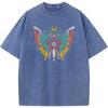 Butterfly Moon Women's Short-Sleeved T-shirt Bleached Tshirt Fashion Loose Washed T-Shirt Cotton Bleach T shirt