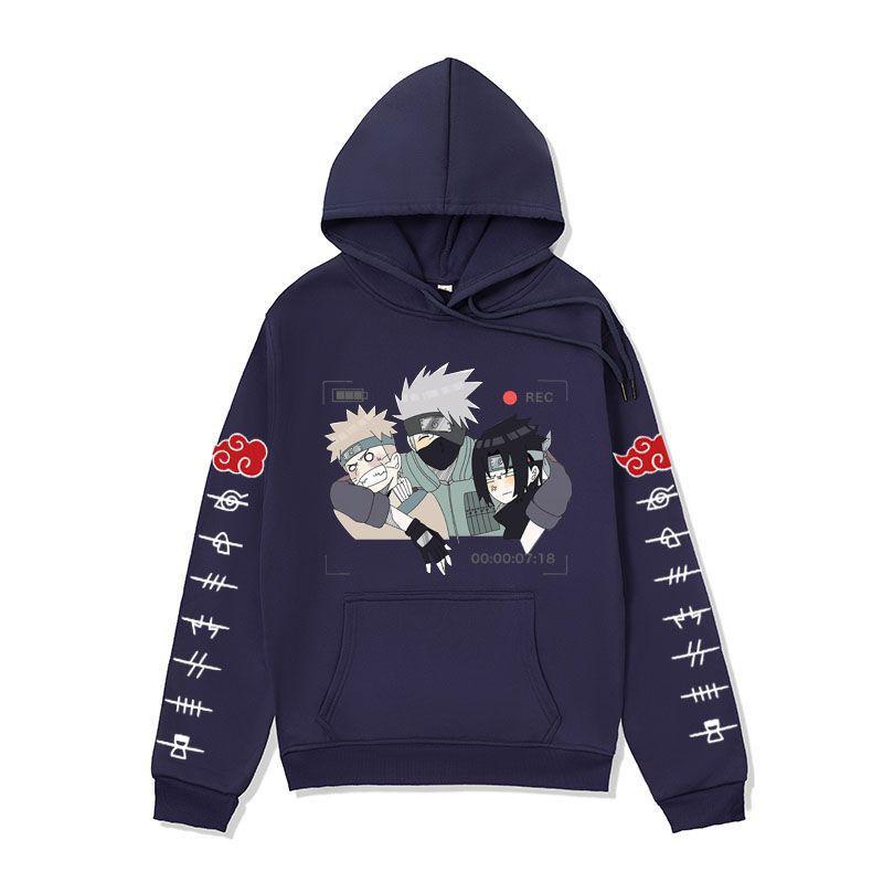 Mens Naruto Anime Hoodie Winter Fleece Lined Oversized Cotton Blend Sweatshirt Teens Casual Streetwear