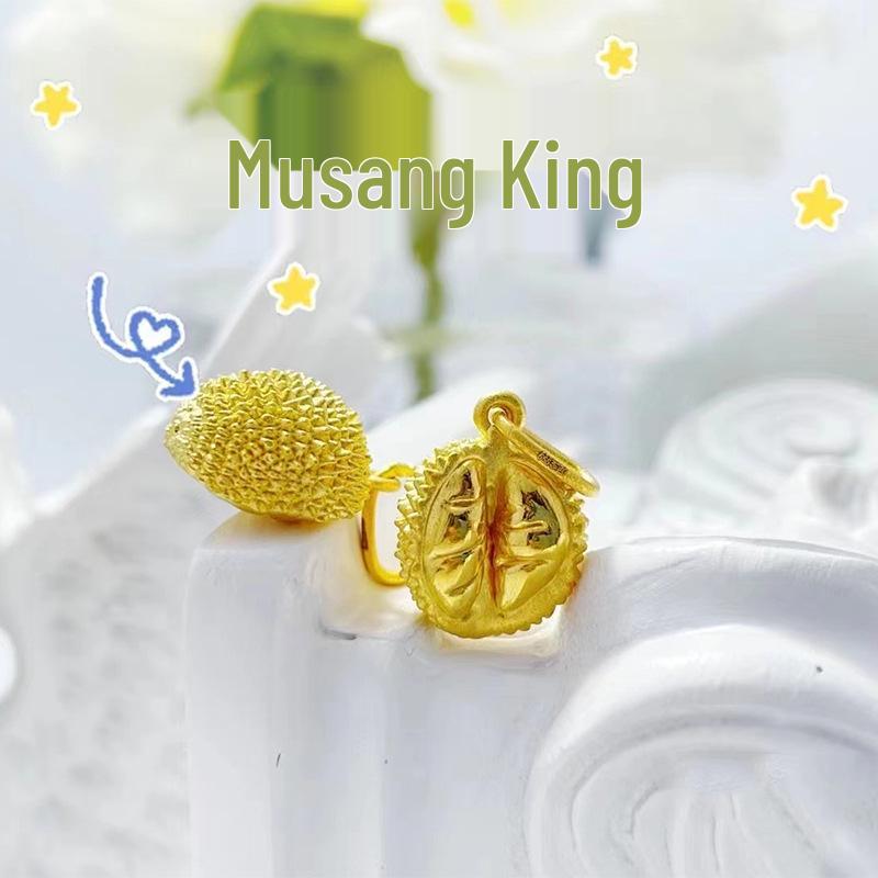 Real Durian Pendant Rose Gold Necklace - Mao Shan Wang Design, Perfect for Valentine's Day