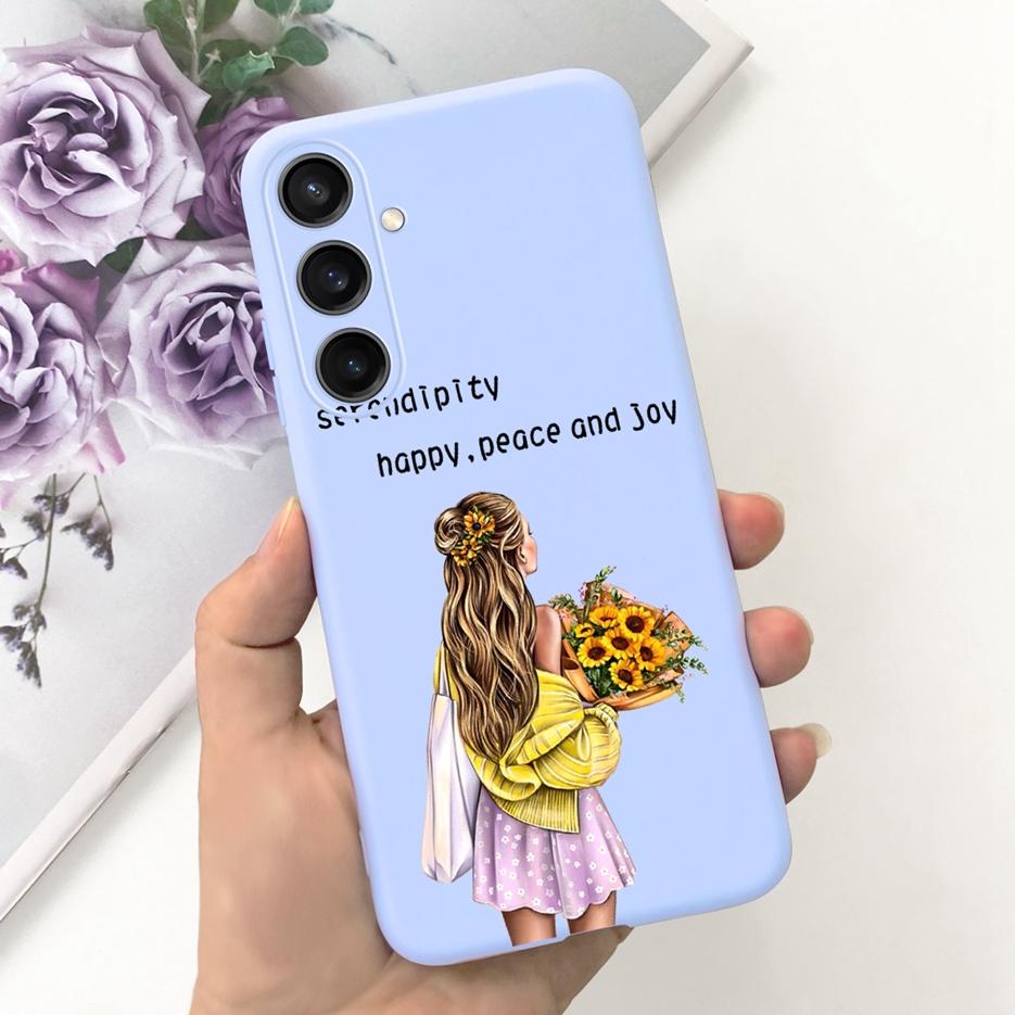 For Samsung Galaxy A55 Case Pretty Cartoon Girls Sunflower Cover Soft TPU Phone Case For Samsung A15 A25 A35 A55 5G Fundas Coque