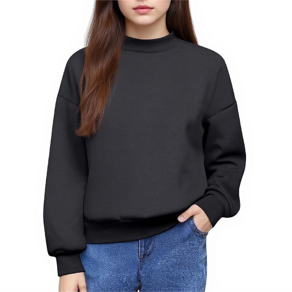 Teen Girls Solid Color Tops Cute Fashion Youth Long Sleeve Oversized Sweatshirts Teen Tops Winter Preppy Style Clothing