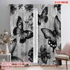 2pcs,2D Plane Printing Curtains Digital Printed Monochrome Butterflies Versatile Polyester Fabric (without Rod) Decorations