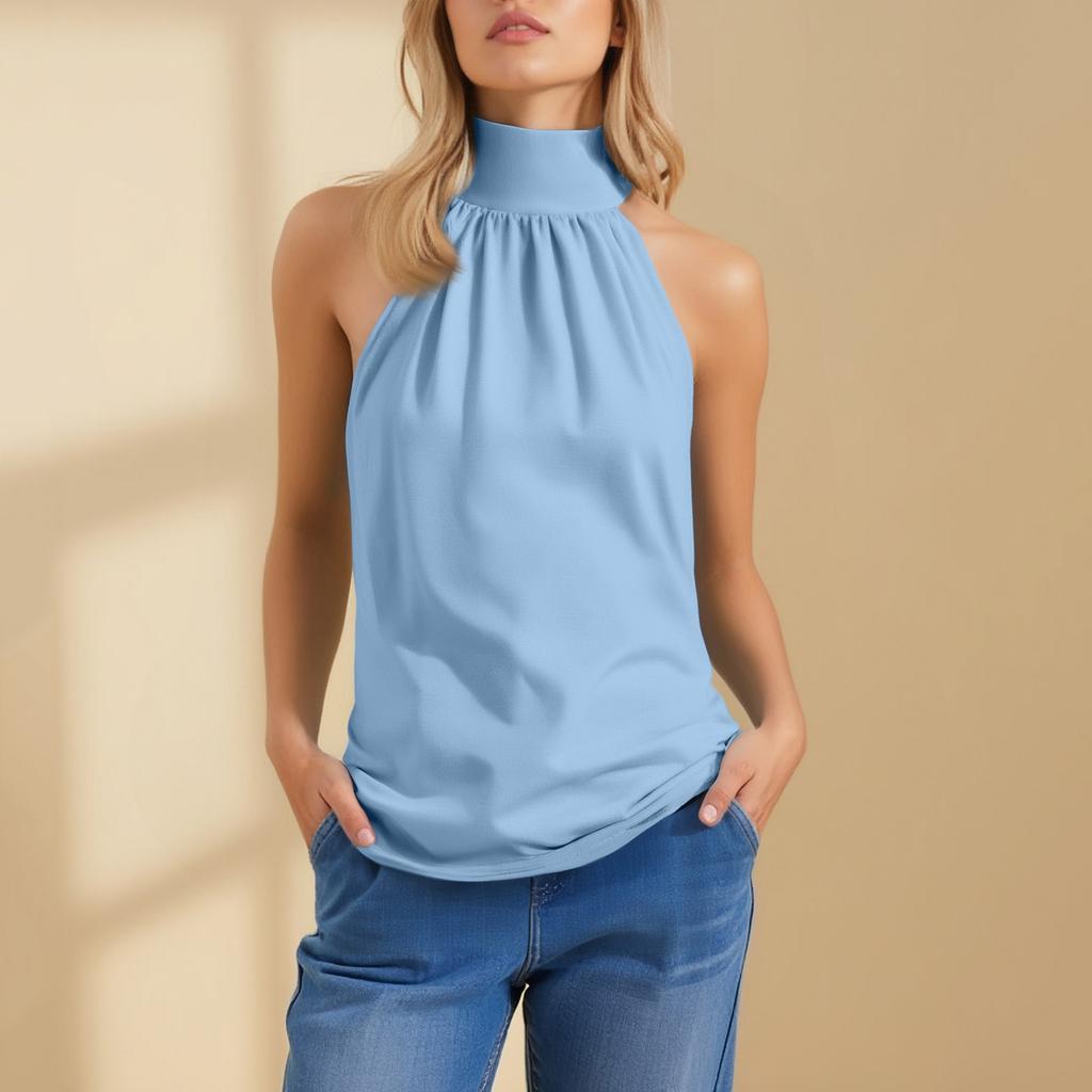 Modisches und lässiges ärmelloses einfarbiges sexy rückenfreies Top für Damen