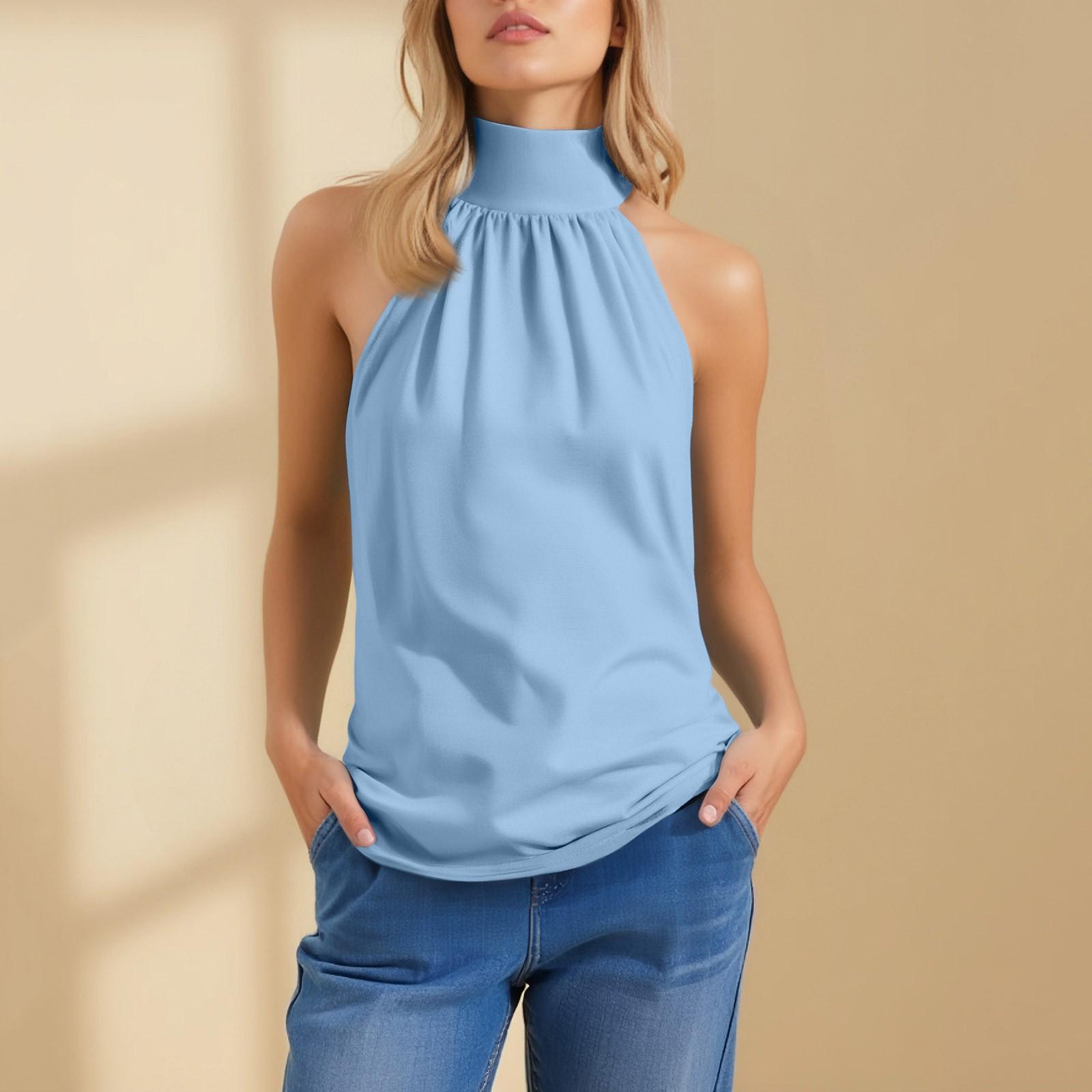 

Женский модный и повседневный топ без рукавов однотонный сексуальный с открытой спиной XXL