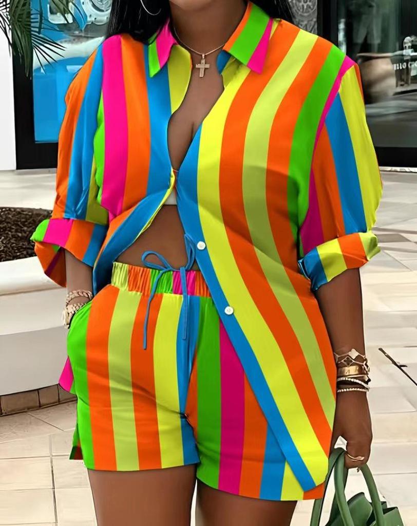 Women's Fashion Print Two-Piece Set: Elegant European & American Style