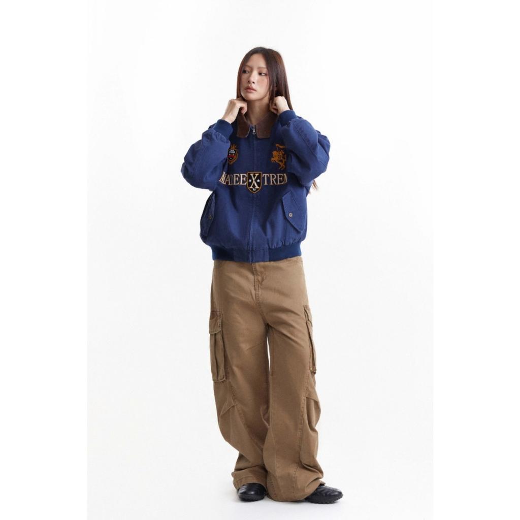 EastRogue Detroit Embroidered Jacket for Men, Autumn Retro Streetwear, Vintage Twill Cotton, Asute