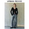 UR2026 Women's Rivet Lace-Up Hollow Knit Cardigan