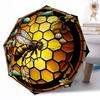 Vintage Bee Circular Art Pattern Outdoor Automatic Umbrella Retractable Design with 8-Rib Durability Lightweight Perfect Gift for Friends Family