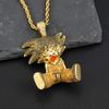 Dragon Ball Goku Pendant Necklace Full Zircon Rhinestone Hip Hop Chain Jewelry Men Women Streetwear Fashion Accessory
