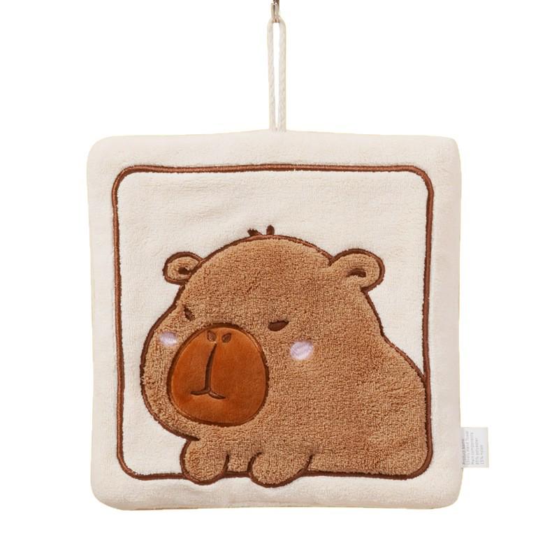 Capybara Cartoon Coral Fleece Hand Towel - Absorbent & Thickened for Kitchen/Bathroom Use