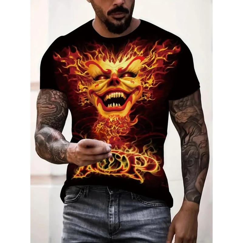 Men's T-shirt Casual 3D Digital Print Skull Men's Sports Short Sleeved T-Shirts
