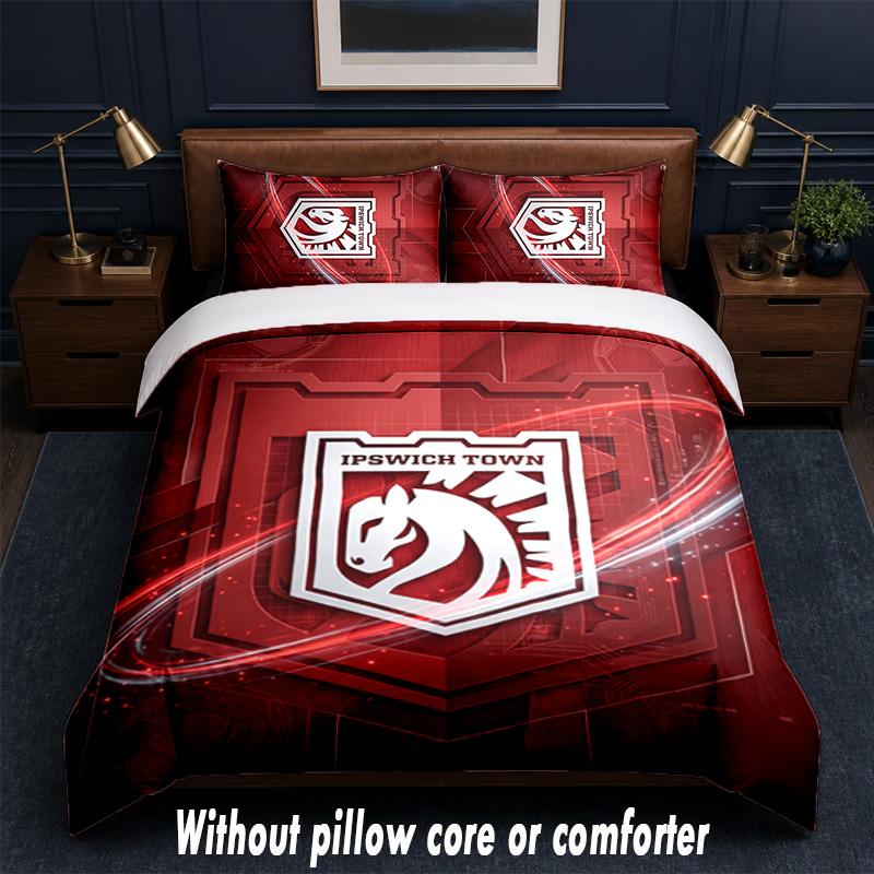 Set Biancheria da Letto Design Calcio Ipswich Town 1 Copripiumino + 2 Federe Morbido Traspirante Biancheria da Letto per la Casa