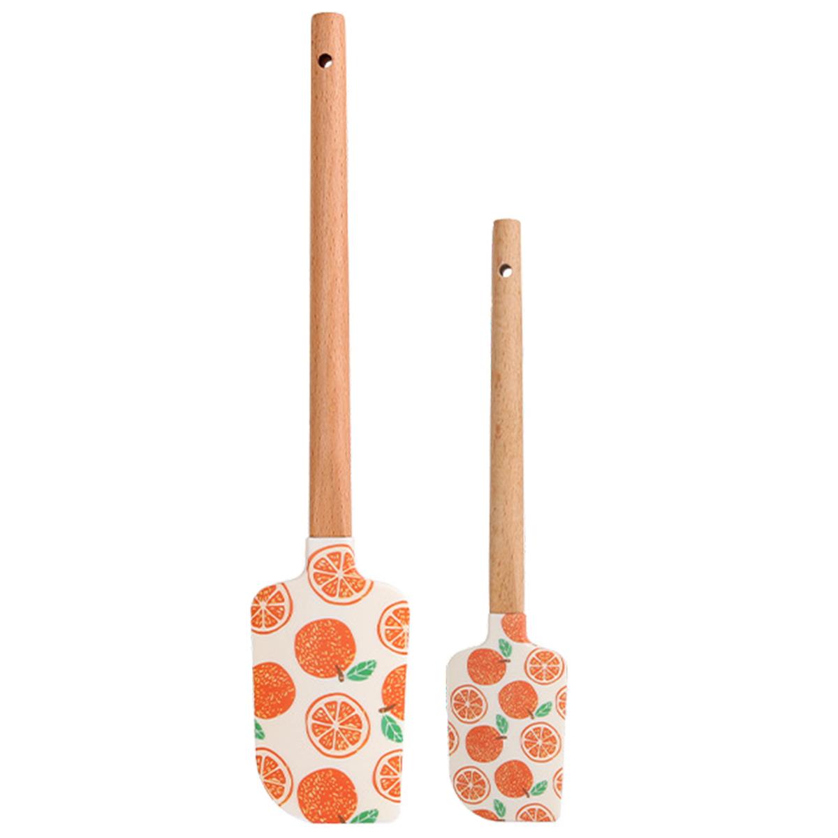 

Набор из 2 силиконовых лопаток Leeseph, деревянная ручка для украшения торта, для соскабливания, приготовления, выпечки и смешивания, кухонная выпечка