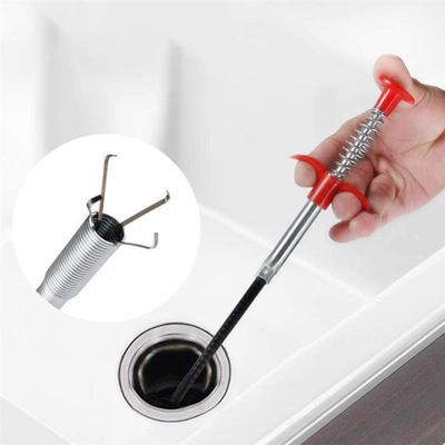 60 cm flexibles Abflussfederrohr-Baggerwerkzeug, Bagger-Unblocker, Abflussverstopfungswerkzeug für Küchenspüle, Kanalisationsreinigungshaken, Wasserspülwerkzeug