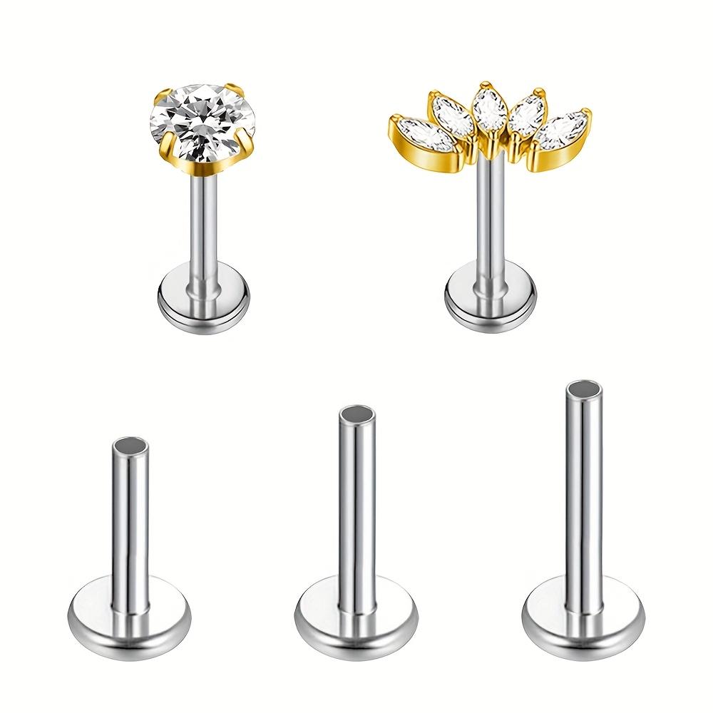 5Pcs Gold Stainless Steel Piercing Rods Set for Lip Ear Nose Studs Unisex Body Jewelry