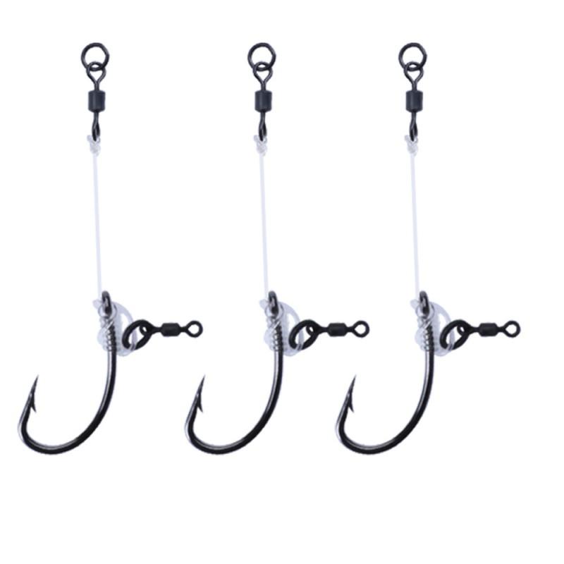 3pcs European-Style Carp Fishing Hooks With Bent Shank Anti-Weed Design High-Carbon Steel Rubber Bead Float Rig
