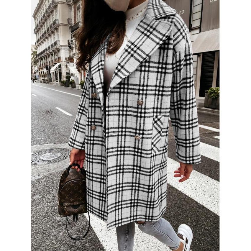 Autumn and Winter  Women's Fashion Double-breasted Woolen Coat