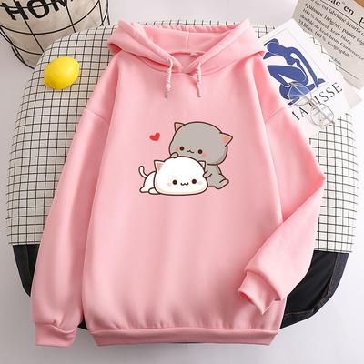 Kawaii Girl Anime Sweatshirt Fleece Harajuku Oversized Casual Pullover Cute Couple Valentine's Day Gift Hoodie