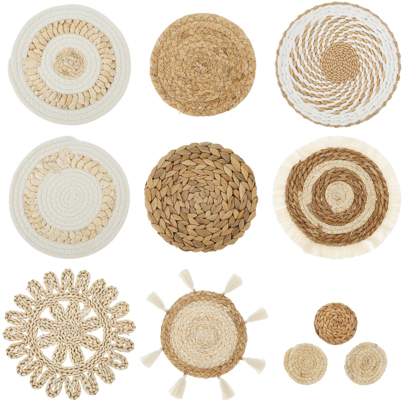 

11 шт. Плетеный настенный декор корзины Декоративный ротанг Ивовый настенный декор Ручная работа Плетеные настенные корзины Эстетичный настенный декор корзины Плетеный