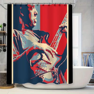 Musik Duschvorhang Rockstar Kulisse Bühnenperformance Dekoration Rockband Konzert Thema Badezimmer Stoff Wandbehang Künstlerisch Zuhause