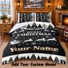 Christmas Custom Name Pattern Bedding 3Pcs Set Bed Sheet Pillowcases Indoor Bedroom Holiday Gift
