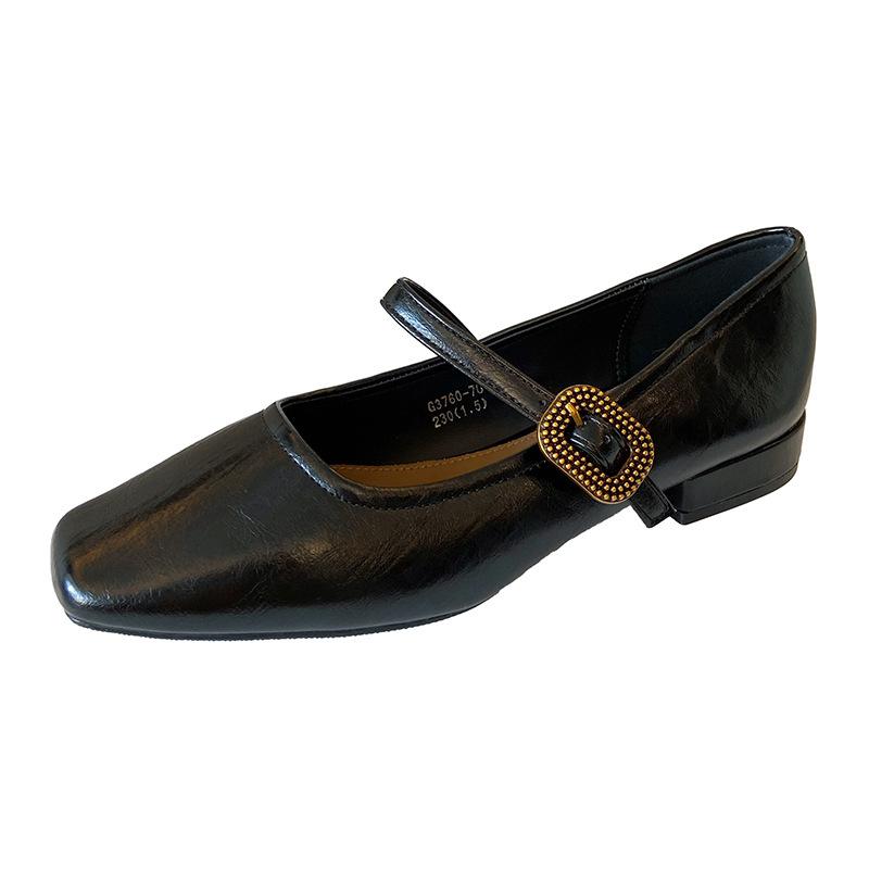 G3760-70 French Square Head Shallow Mouth Single Shoes Women's 2025 Autumn New Temperament Thick Heel with Mary Jane Shoes