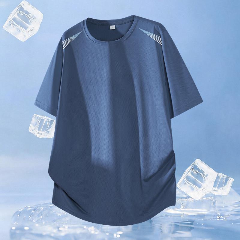 Sommer Lässiges Einfarbiges Kurzarm-T-Shirt Für Herren, Eisseiden-T-Shirt