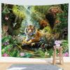 Tropical Jungle Rainforest Tapestry Tiger Wildlife Mural Boho Exotic Nature Wall Decor Polyester Printing Large Size Canvas Art
