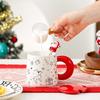 Weihnachten kreative kontrastfarbige Cartoon-Keramiktasse Santa Becher Studentengeschenk Wasserbecher mit Deckel Löffel Tasse