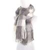Excellent Brunello Cucinelli Shawl Large Checked Fringed Scarf Gray White Alpaca Women Used