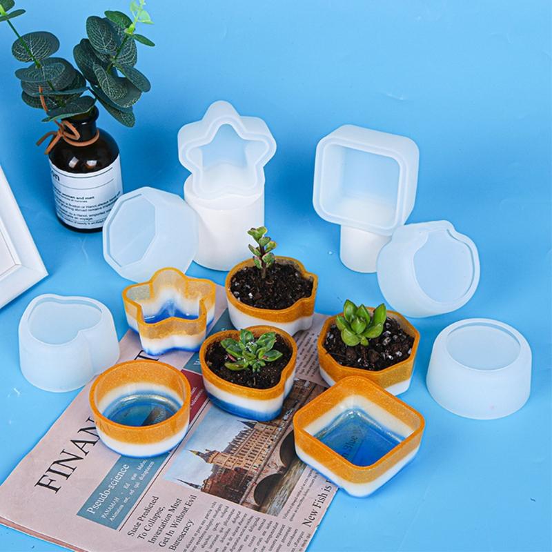 Handmade Succulent Planter Flowerpot Silicone Mold Concrete Plant Flower Pot Epoxy Resin Mold DIY Candle Holder Mould