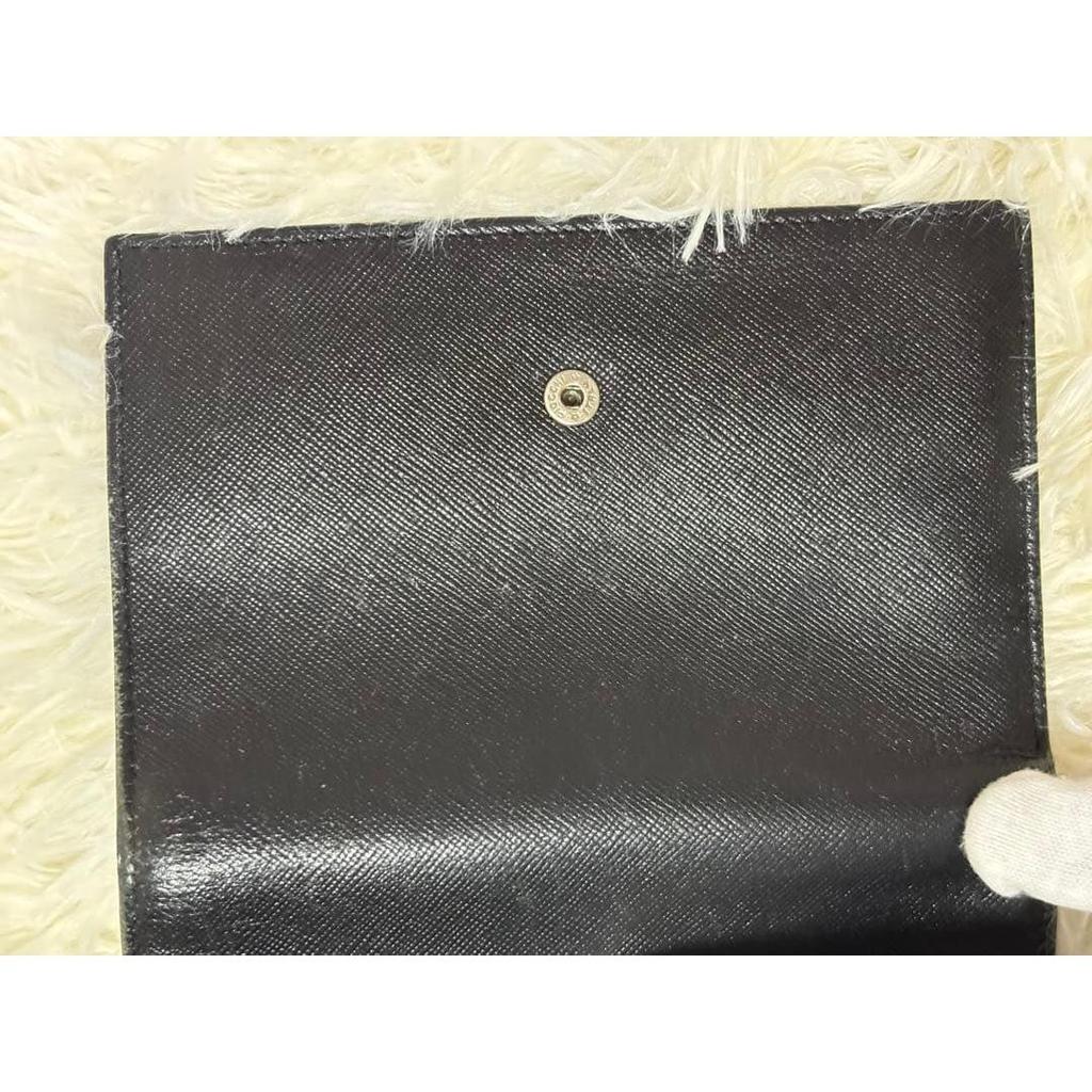 Used Excellent Condition PRADA Saffiano Tri-fold Wallet Black Triangle Logo