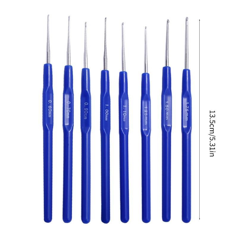 8/10PCS Crochet Hook Set for Arthritic Hand, Ergonomic Handles, 0.6mm-2.0mm Crochet Needle for Lacework, DIY Craft